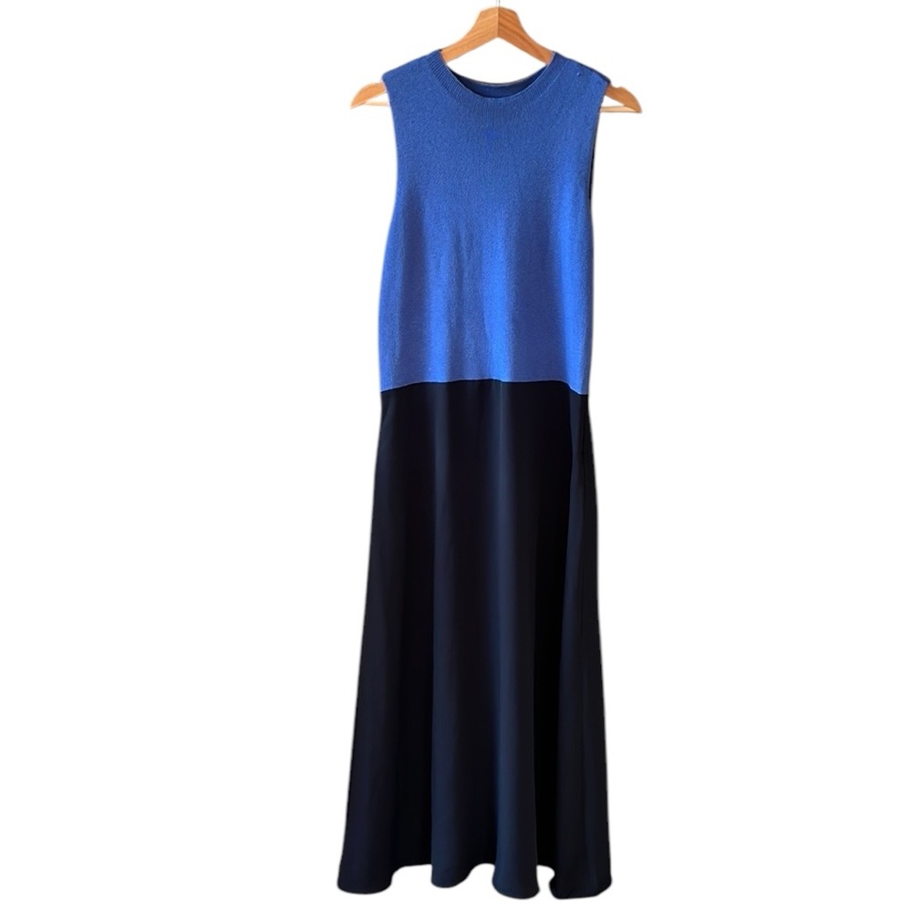 Ann Taylor Sz M Mixed Media Flare Dress in French Riviera